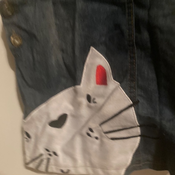 Cat Overall Dress Jean Denim Floral Patch Medium 130 6 7 8 Cotton - Picture 3 of 7